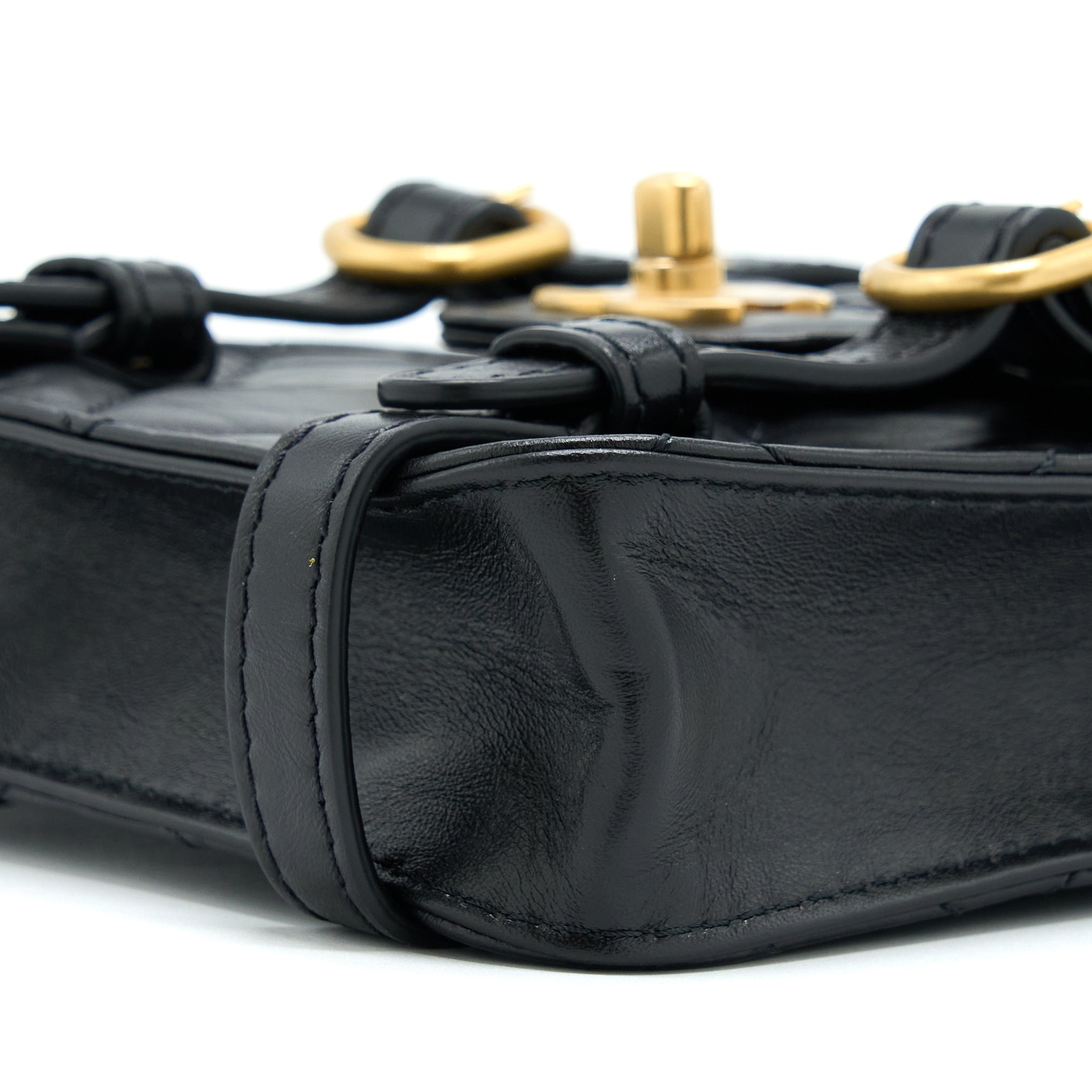 CHANEL SEASONAL MESSENGER MINI FLAP BAG AGED CALFSKIN GHW (MICROCHIP)