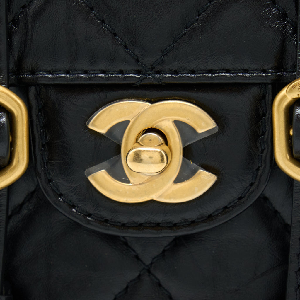 CHANEL SEASONAL MESSENGER MINI FLAP BAG AGED CALFSKIN GHW (MICROCHIP)