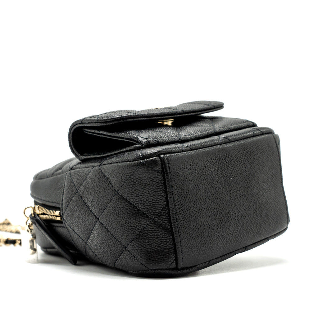 CHANEL 24C MINI BACKPACK / CROSSBODY BAG CAVIAR BLACK LGHW (MICROCHIP)