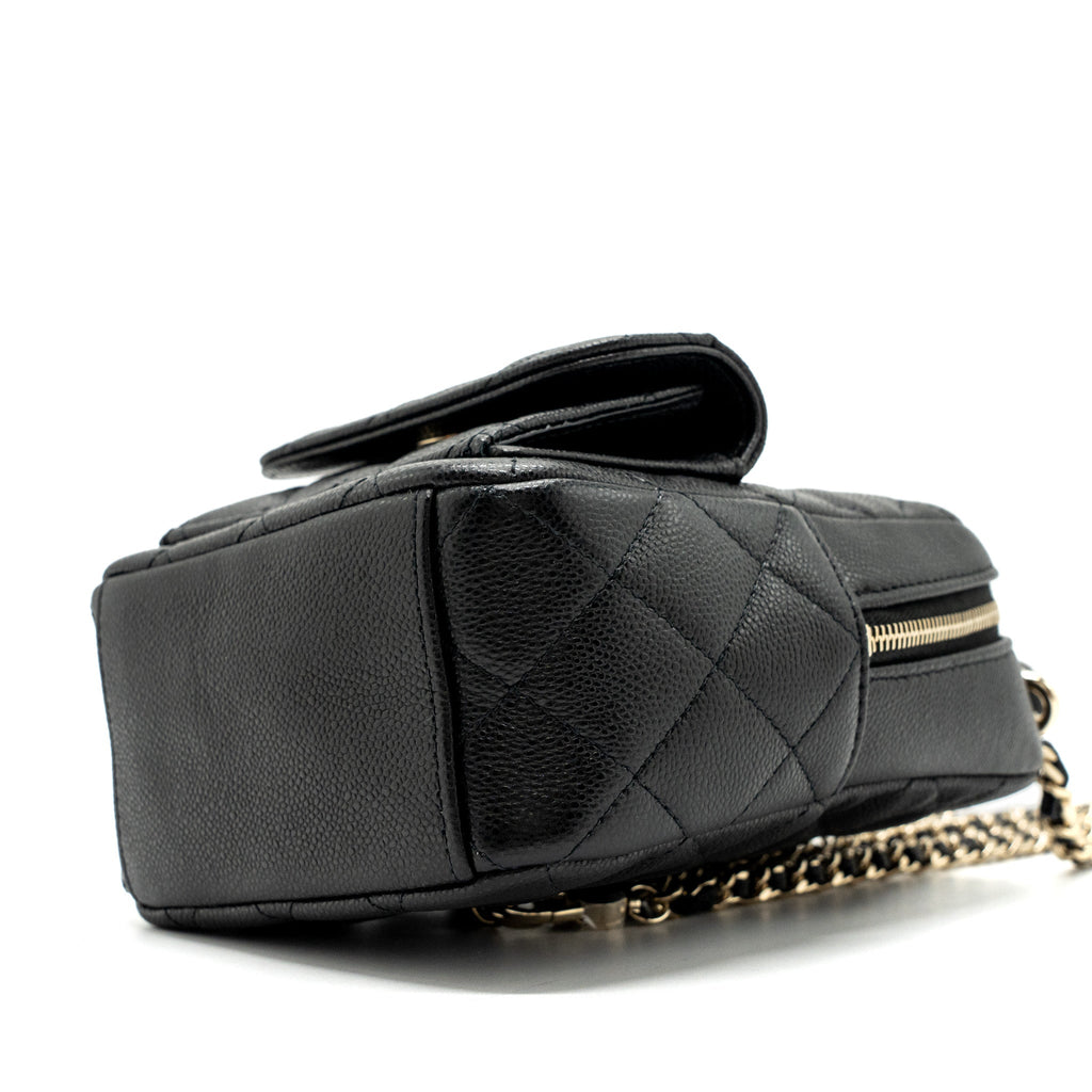 CHANEL 24C MINI BACKPACK / CROSSBODY BAG CAVIAR BLACK LGHW (MICROCHIP)