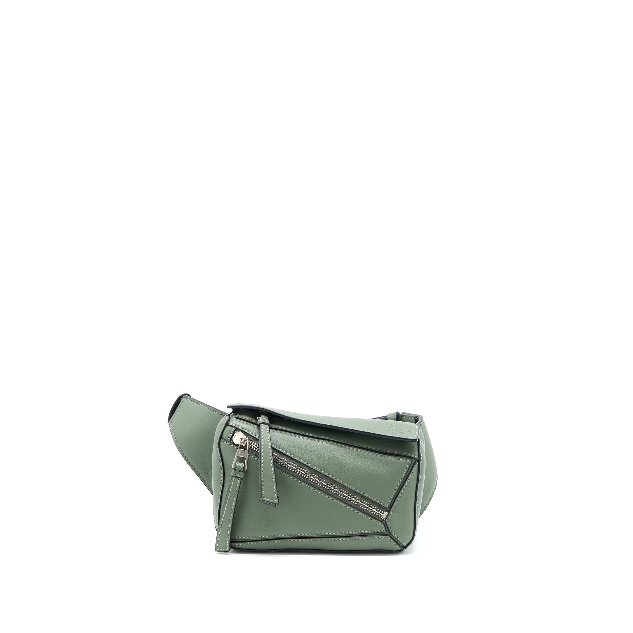 LOEWE MINI PUZZLE BUMBAG CALFSKIN DARK SAGE SHW