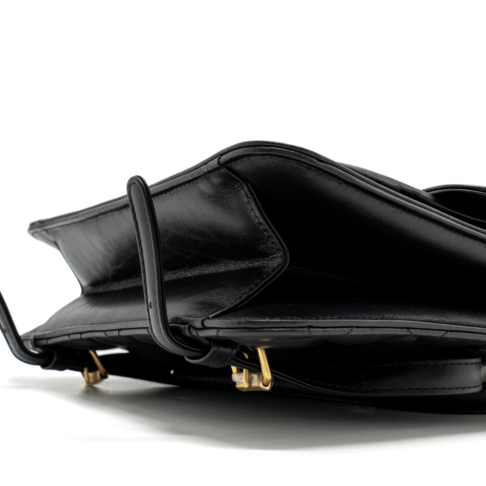 CHANEL 23S FLAP BACKPACK CALFSKIN BLACK BRUSHED GHW (MICROCHIP)
