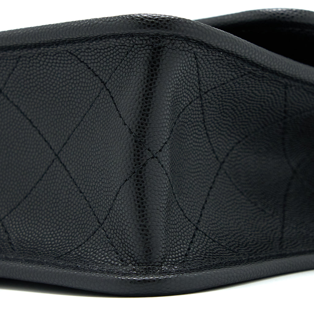 CHANEL 22K TOP HANDLE MESSENGER BAG CAVIAR BLACK BRUSHED GHW (MICROCHIP)