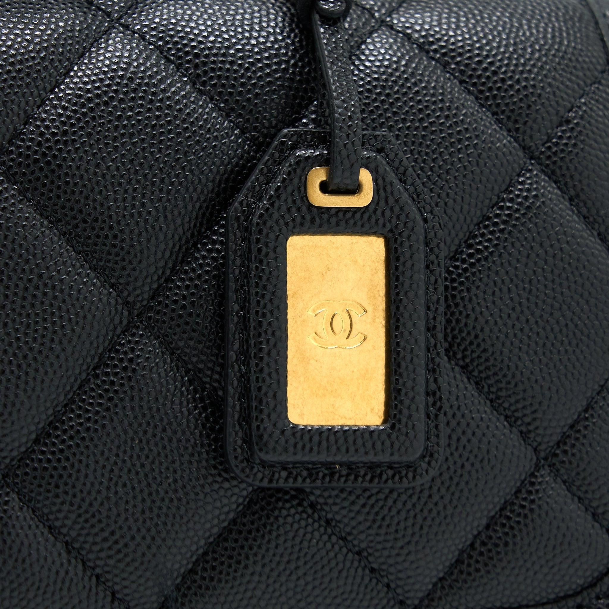 CHANEL 22K TOP HANDLE MESSENGER BAG CAVIAR BLACK BRUSHED GHW (MICROCHIP)