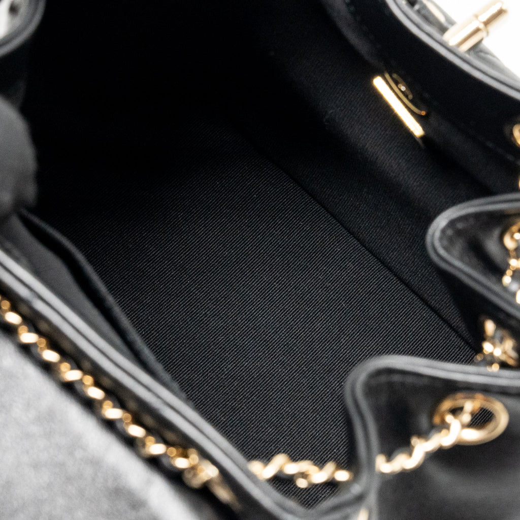 CHANEL MINI DUMA BACKPACK CALFSKIN BLACK LGHW (MICROCHIP)