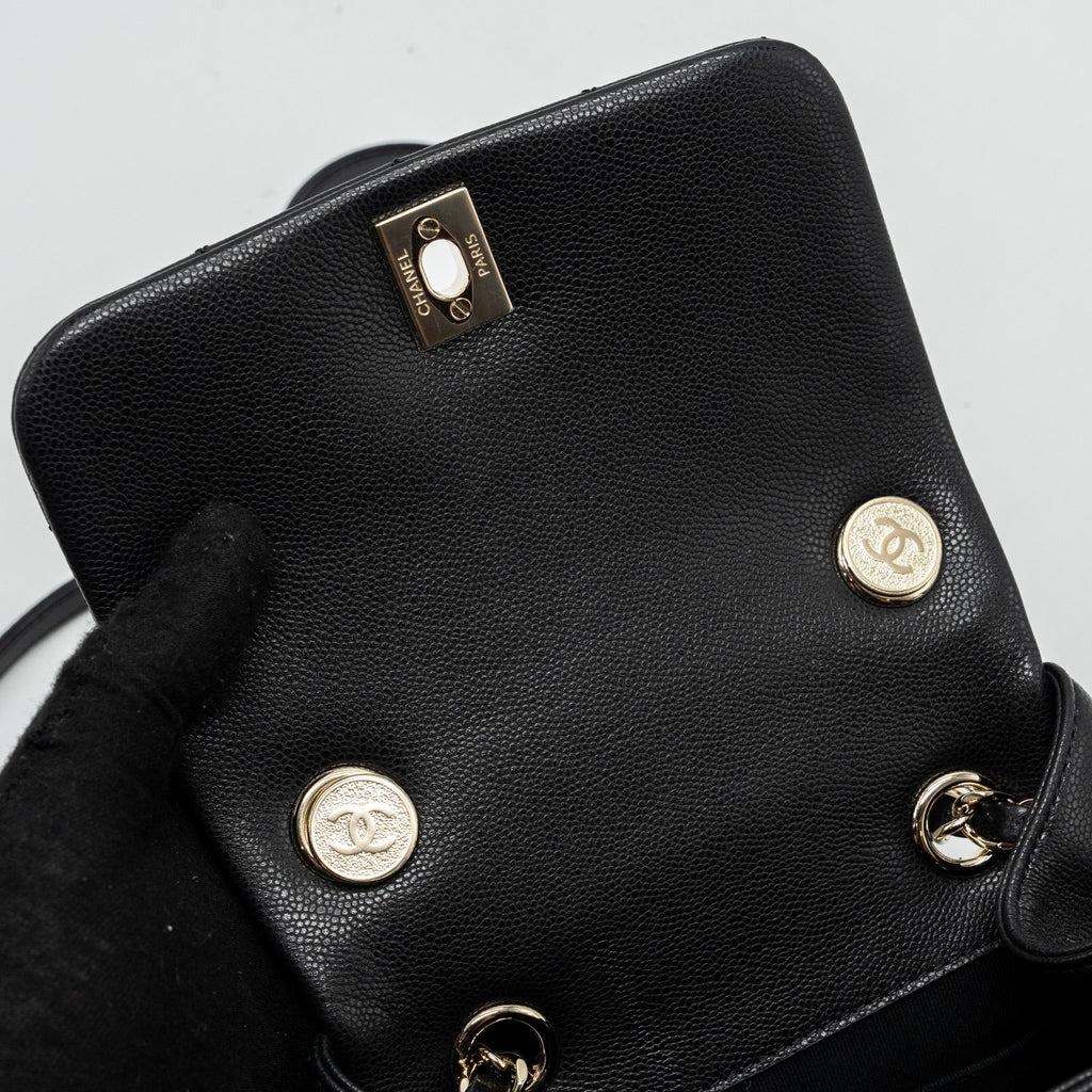CHANEL 23K TRIPLE POCKET BACKPACK CAVIAR BLACK LGHW (MICROCHIP)