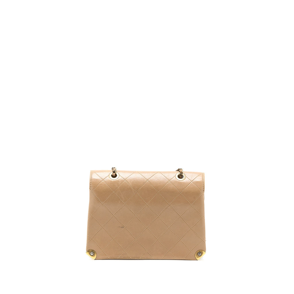 CHANEL MESSENGER FLAP BAG LAMBSKIN BEIGE GHW