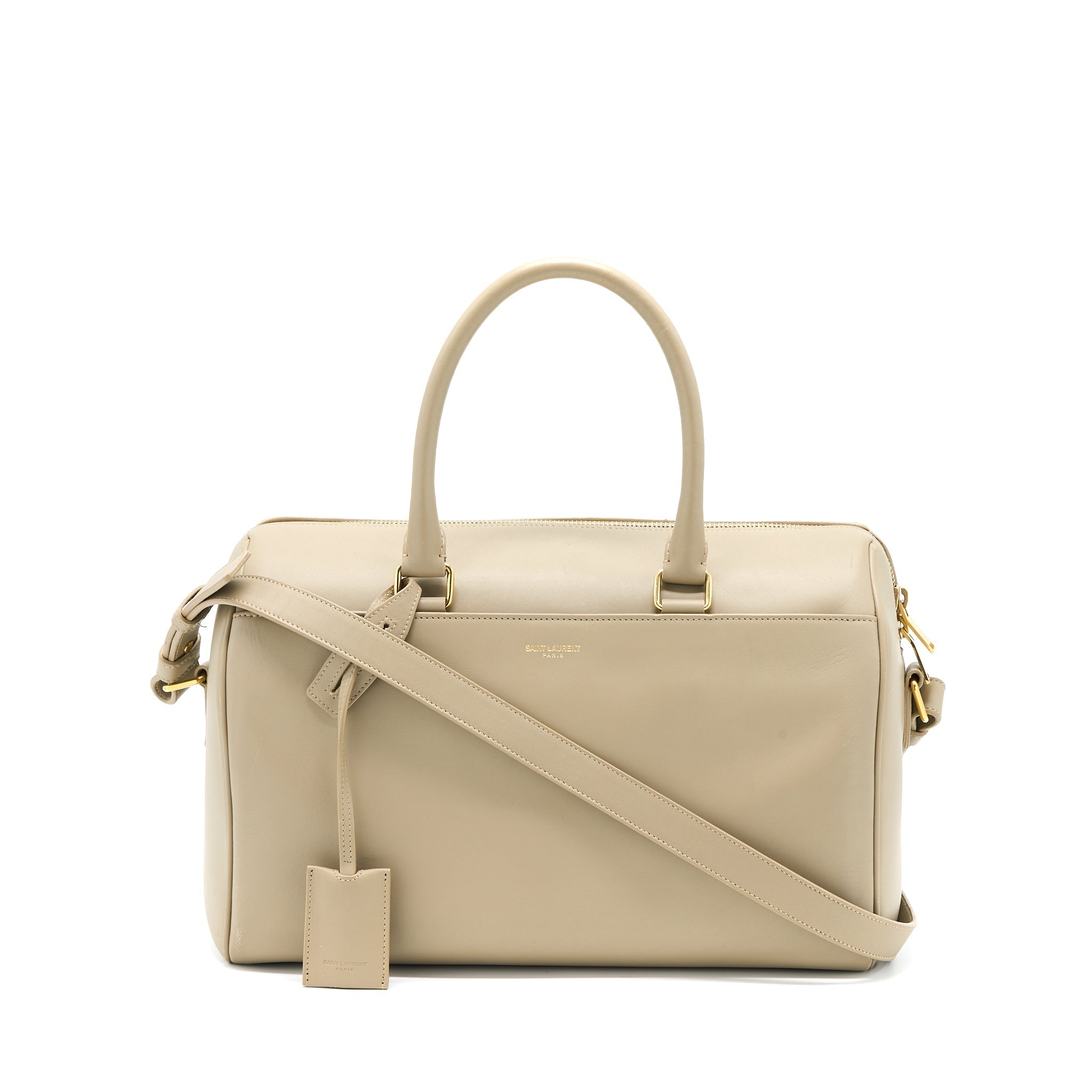 SAINT LAURENT DUFFLE BAG CALFSKIN LIGHT GREY GHW