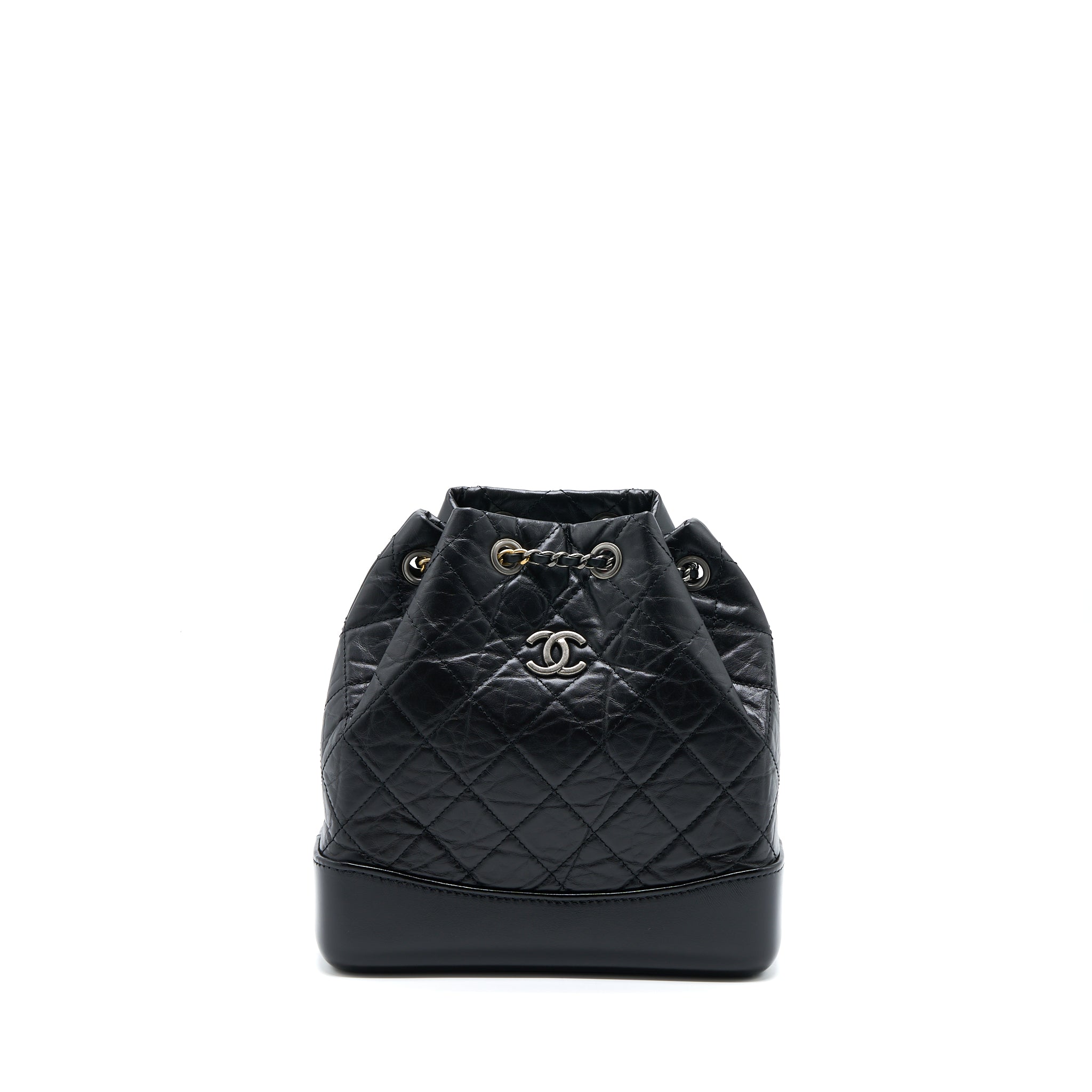 CHANEL SMALL GABRIELLE BACKPACK CALFSKIN BLACK MULTICOLOUR HARDWARE (MICROCHIP)