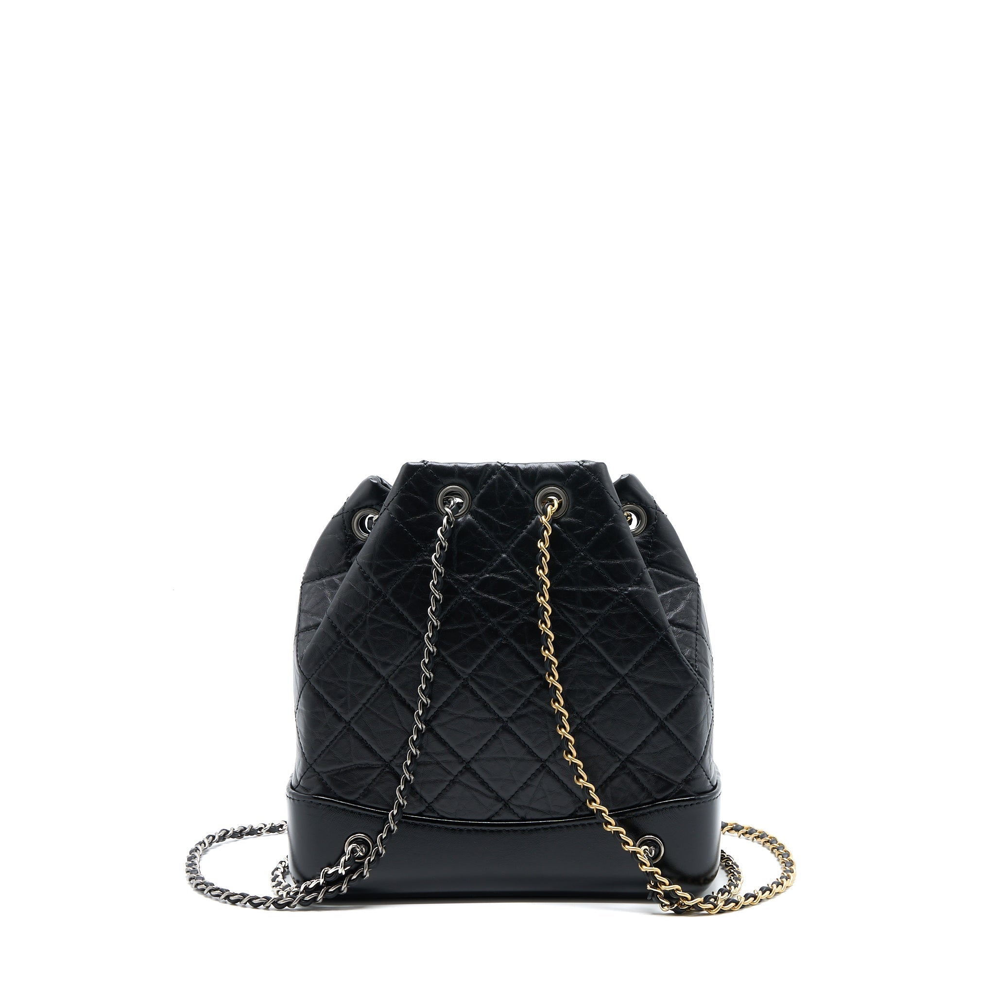 CHANEL SMALL GABRIELLE BACKPACK CALFSKIN BLACK MULTICOLOUR HARDWARE (MICROCHIP)