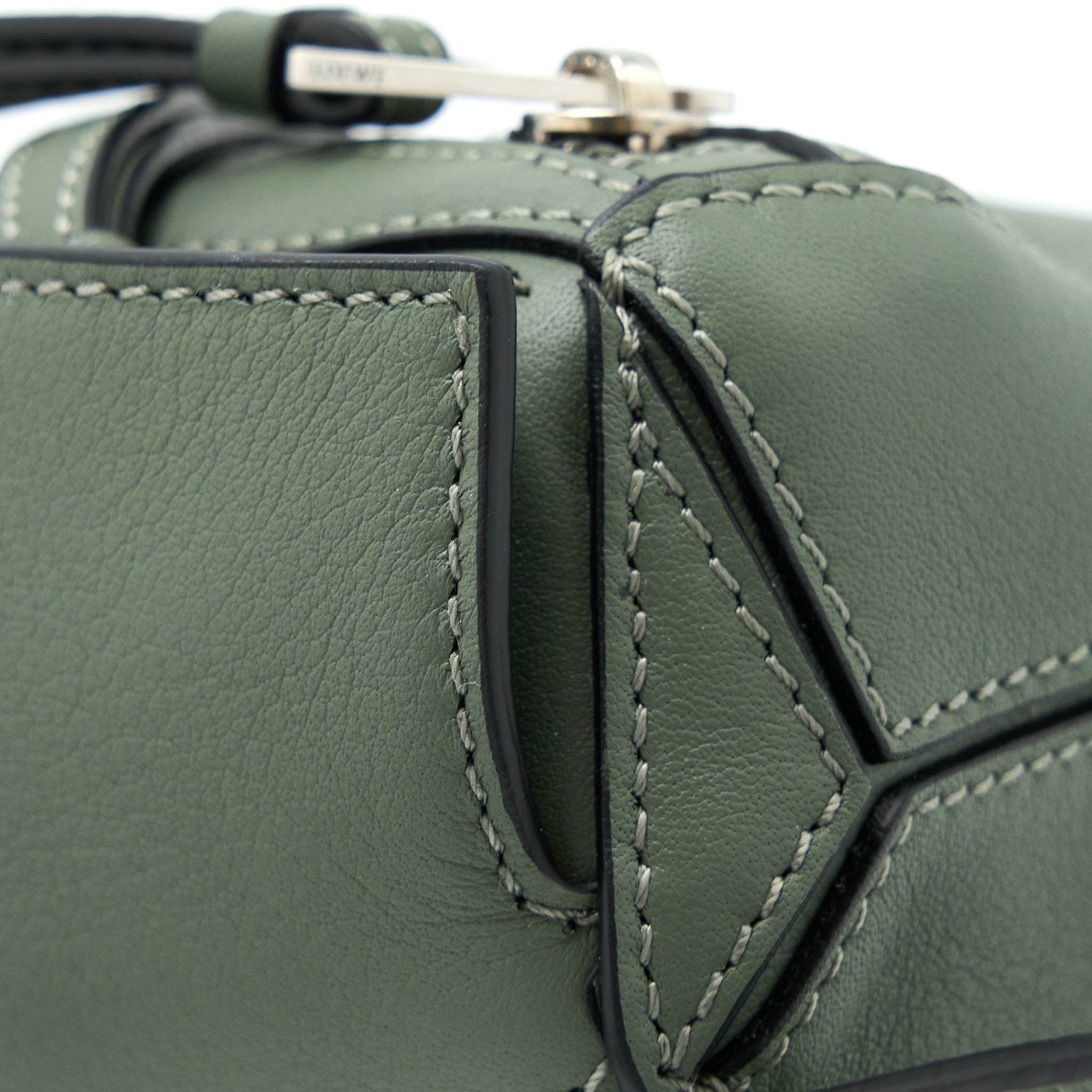 LOEWE MINI PUZZLE BUMBAG CALFSKIN DARK SAGE SHW