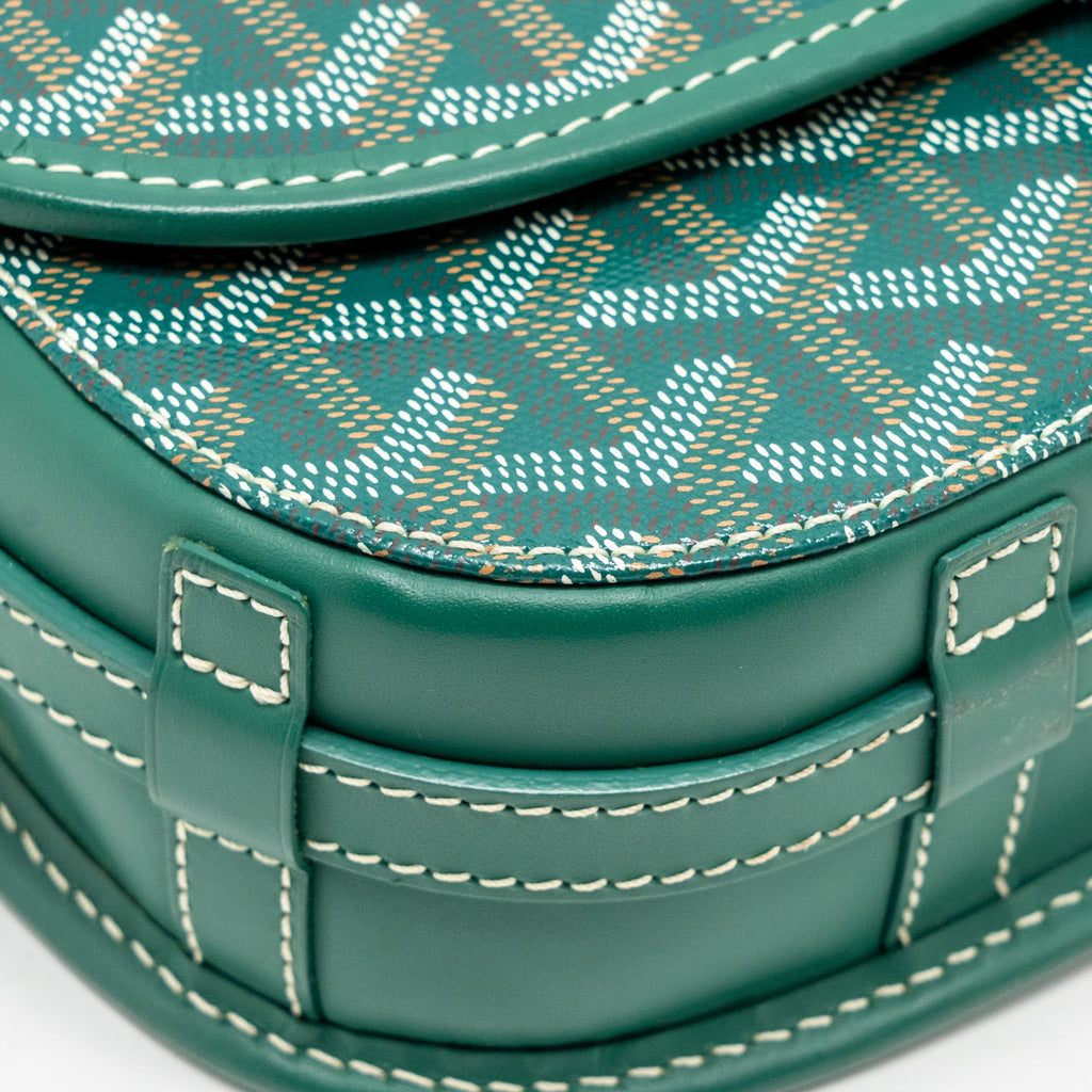 GOYARD BELVEDERE PM MESSENGER BAG GOYARDLINE CANVAS GREEN SHW