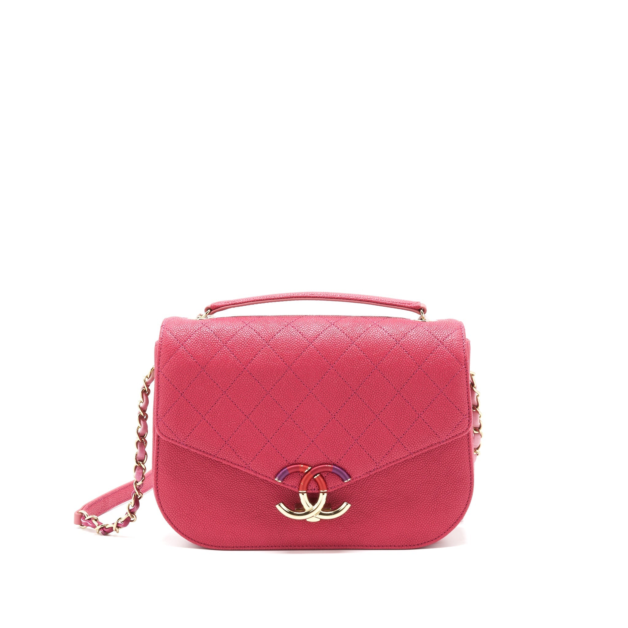 CHANEL MESSENGER CROSSBODY BAG CAVIAR RED GHW