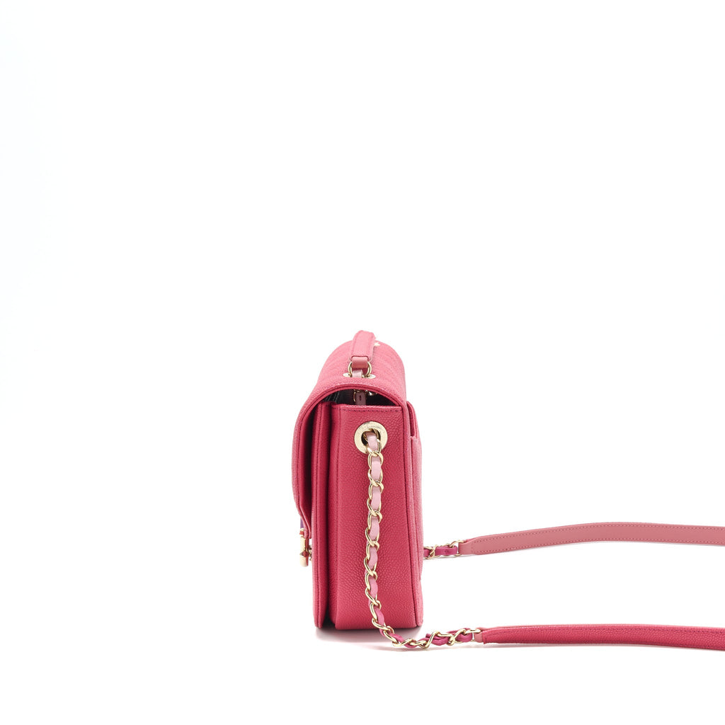 CHANEL MESSENGER CROSSBODY BAG CAVIAR RED GHW