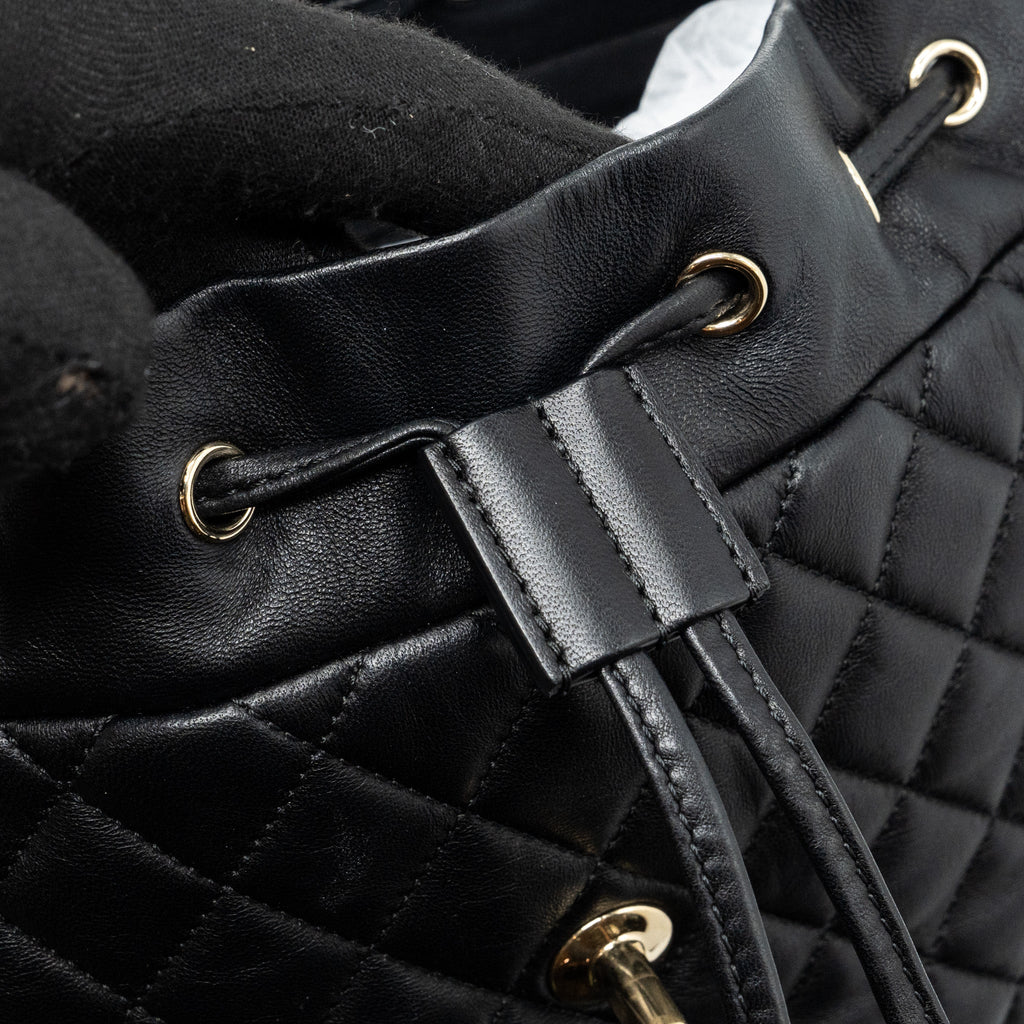CHANEL QUILTED FLAP BACKPACK LAMBSKIN BLACK GHW