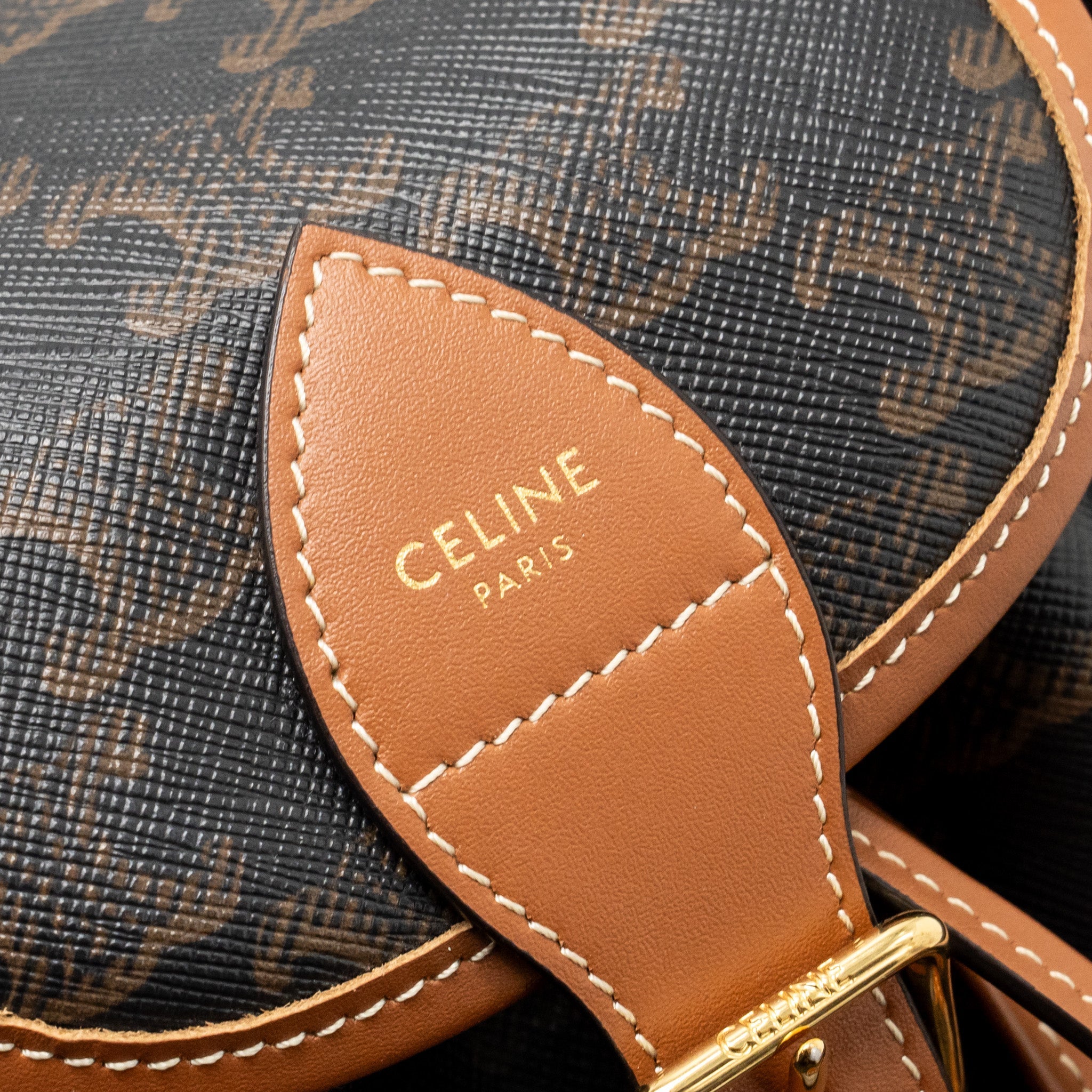 CELINE MINI BACKPACK FOLCO TRIOMPHE CANVAS / CALFSKIN TAN GHW