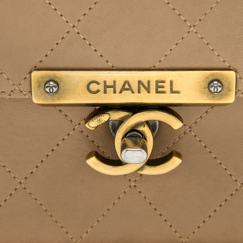 CHANEL MESSENGER FLAP BAG LAMBSKIN BEIGE GHW