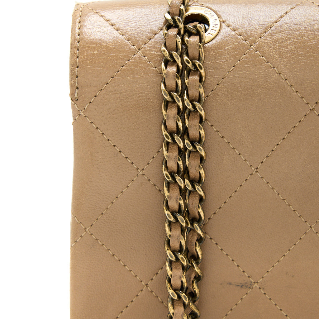 CHANEL MESSENGER FLAP BAG LAMBSKIN BEIGE GHW