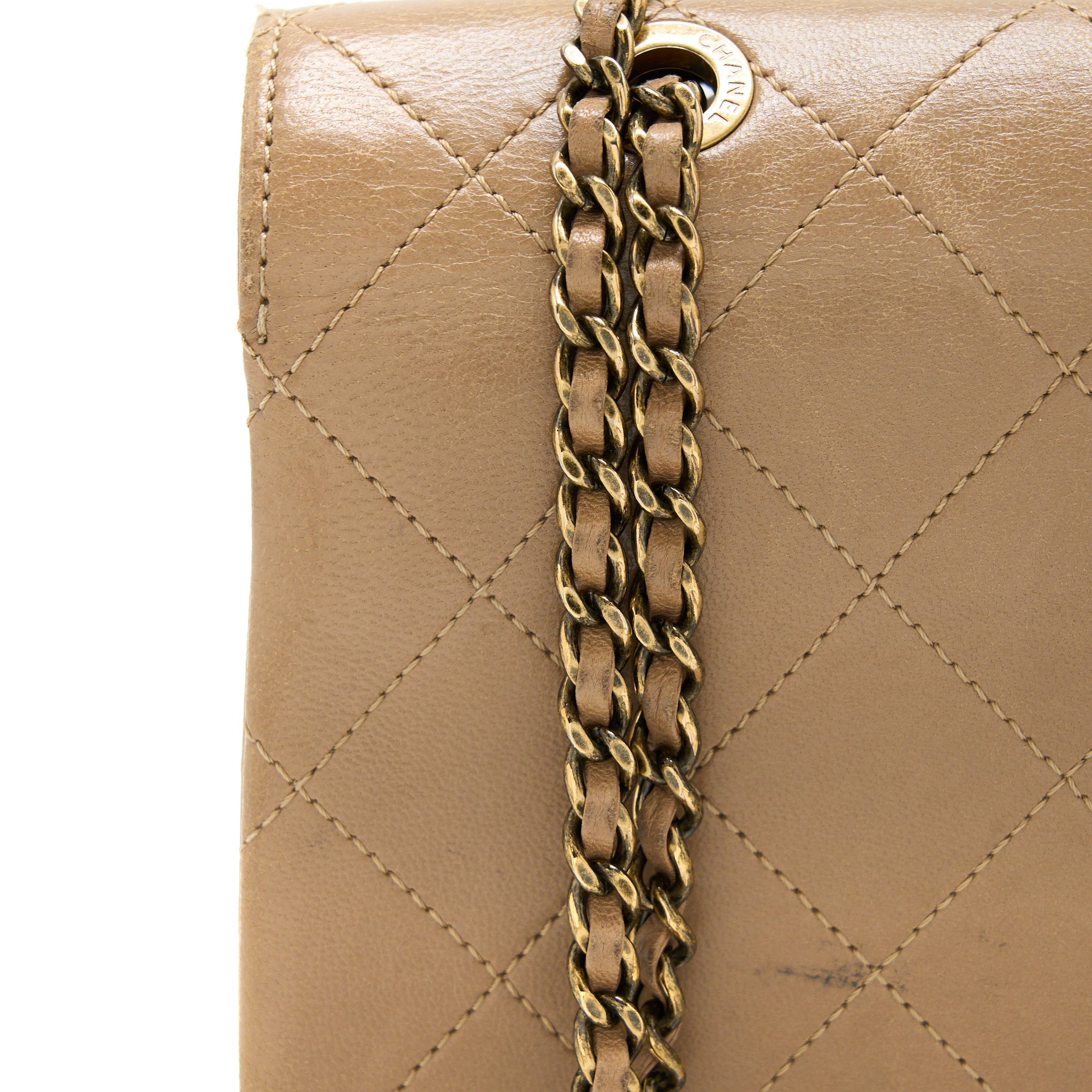 CHANEL MESSENGER FLAP BAG LAMBSKIN BEIGE GHW