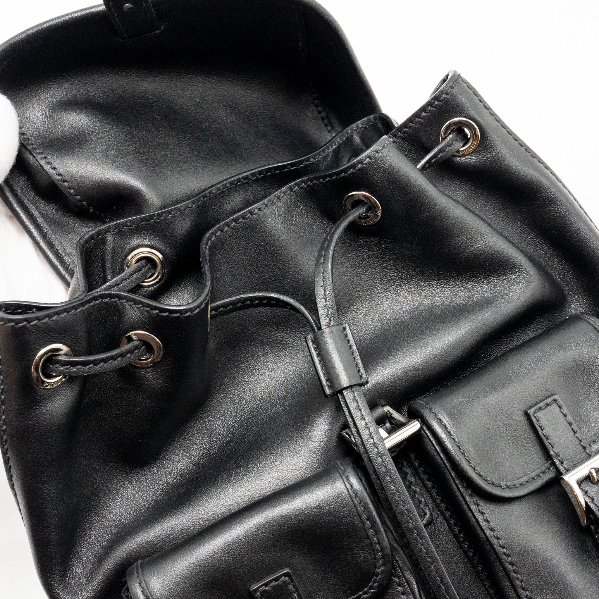 PRADA ZAINETTO BACKPACK LEATHER BLACK SHW