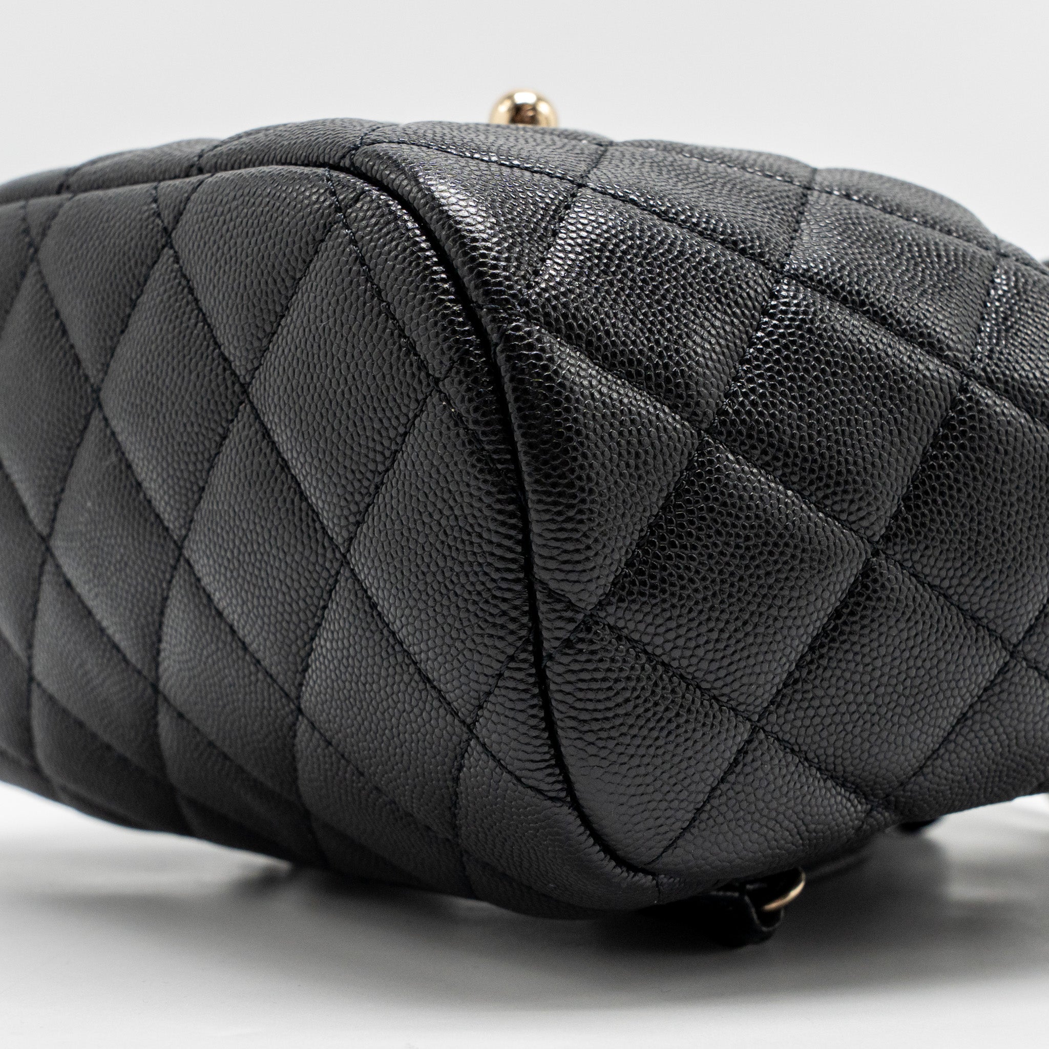CHANEL QUILTED MINI BACKPACK CAVIAR BLACK LGHW (MICROCHIP)