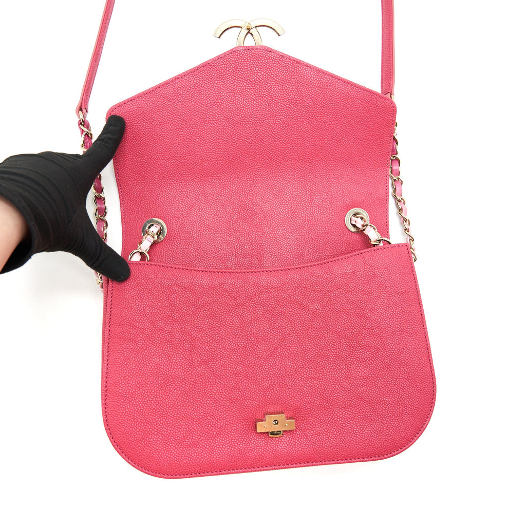 CHANEL MESSENGER CROSSBODY BAG CAVIAR RED GHW