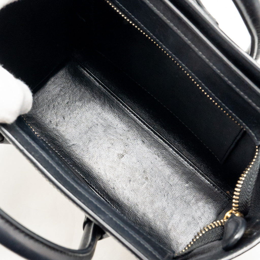 CELINE NANO LUGGAGE BAG CALFSKIN BLACK / WHITE GHW