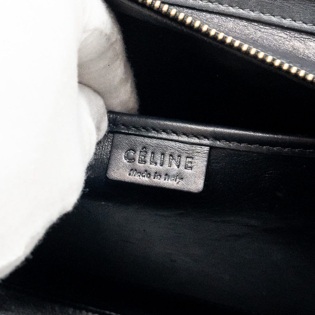 CELINE NANO LUGGAGE BAG CALFSKIN BLACK / WHITE GHW