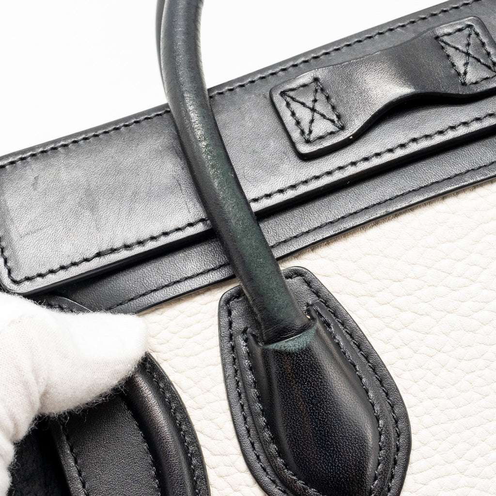 CELINE NANO LUGGAGE BAG CALFSKIN BLACK / WHITE GHW