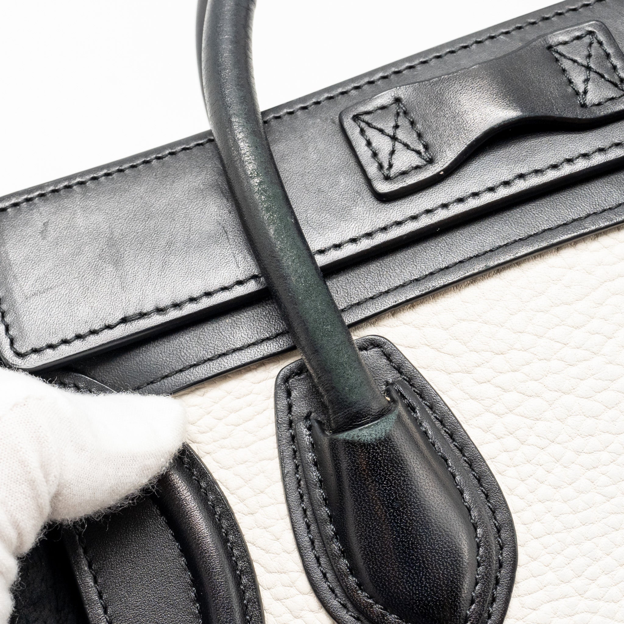 CELINE NANO LUGGAGE BAG CALFSKIN BLACK / WHITE GHW