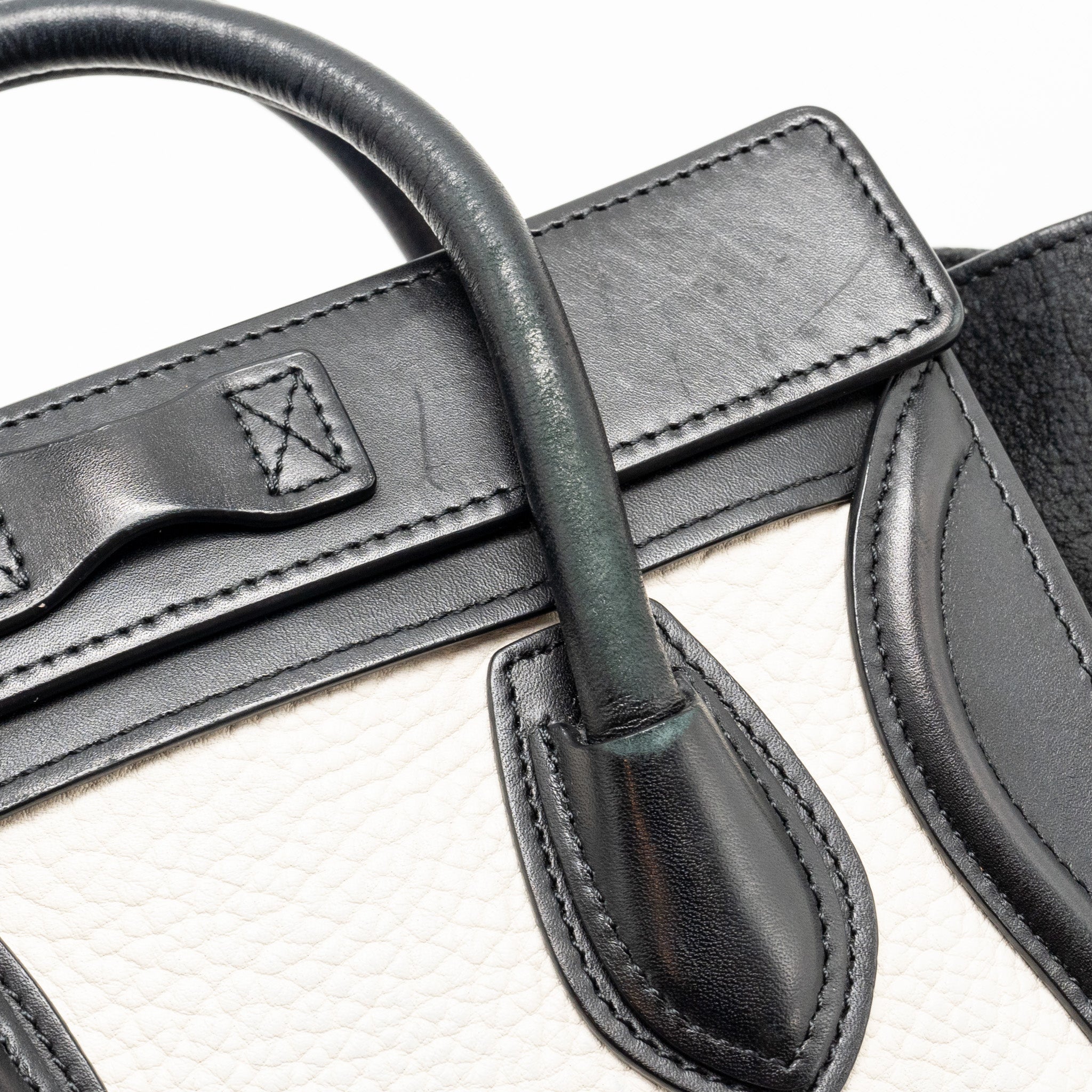 CELINE NANO LUGGAGE BAG CALFSKIN BLACK / WHITE GHW