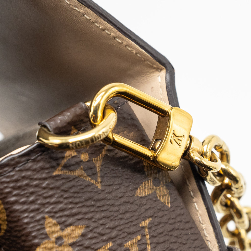 LOUIS VUITTON VERTICAL TRUNK POCHETTE WITH CHAIN MONOGRAM REVERSE CANVAS GHW