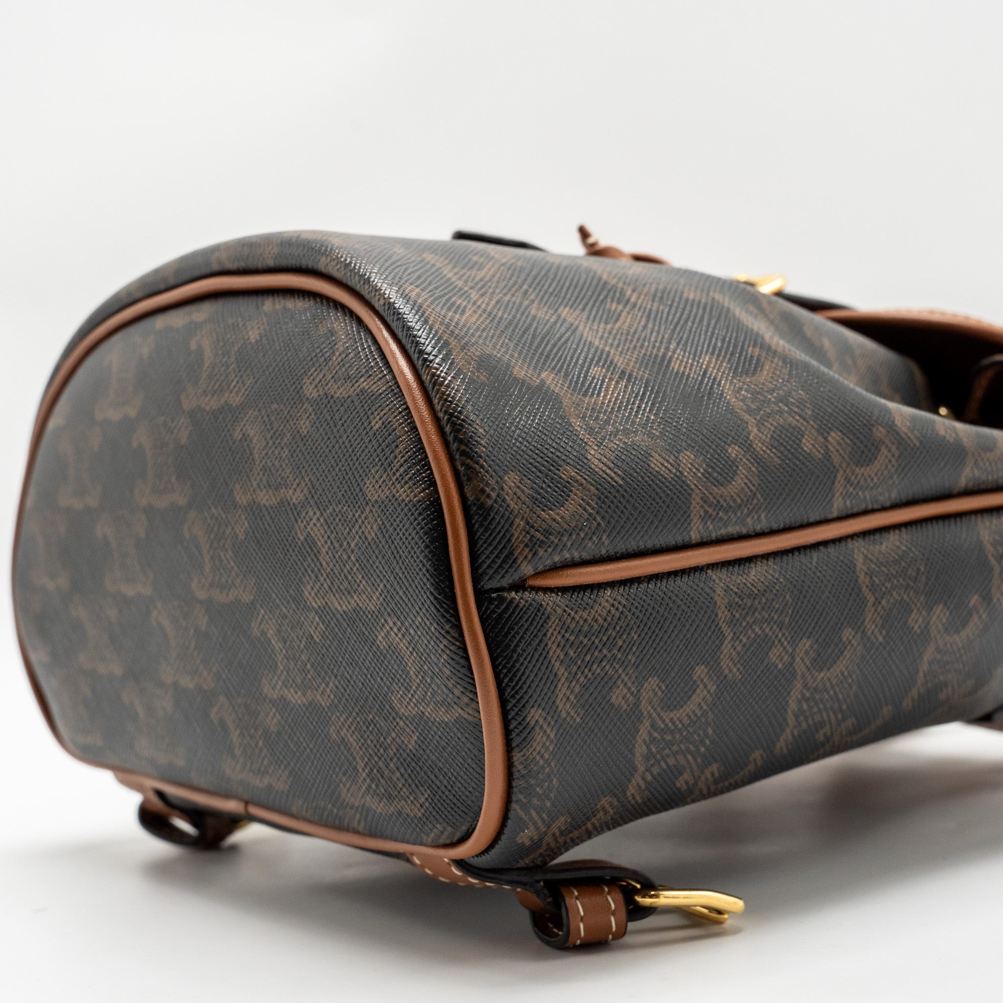CELINE MINI BACKPACK FOLCO TRIOMPHE CANVAS / CALFSKIN TAN GHW