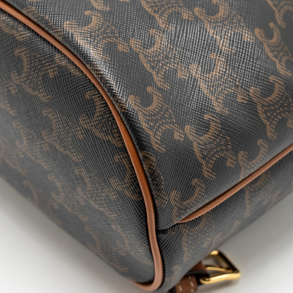 CELINE MINI BACKPACK FOLCO TRIOMPHE CANVAS / CALFSKIN TAN GHW