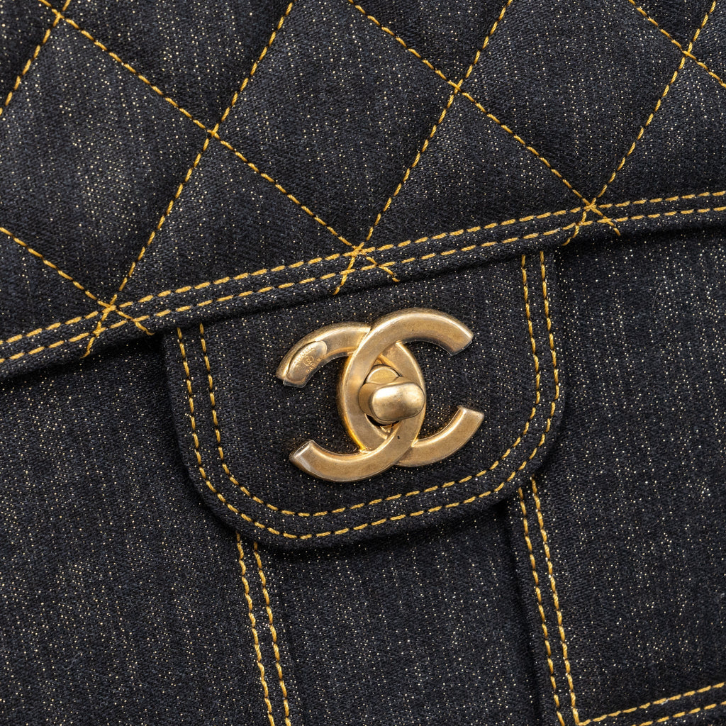CHANEL 23S FLAP BACKPACK DENIM DARK BLUE BRUSHED GHW (MICROCHIP)
