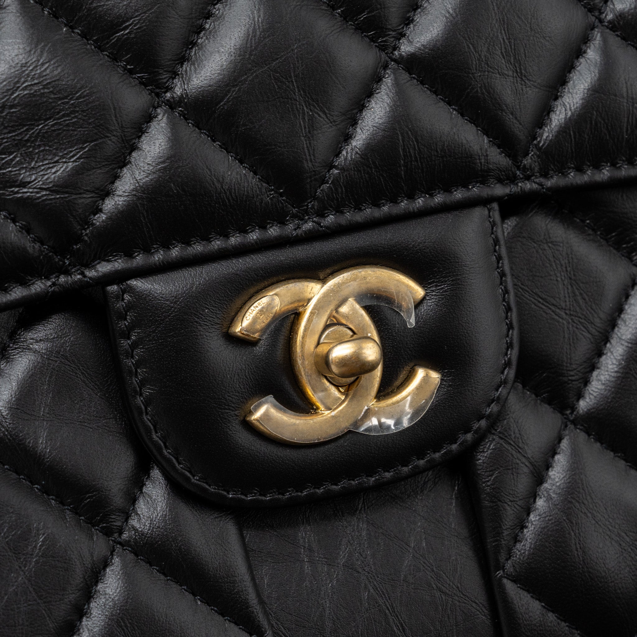CHANEL 23S FLAP BACKPACK CALFSKIN BLACK BRUSHED GHW (MICROCHIP)
