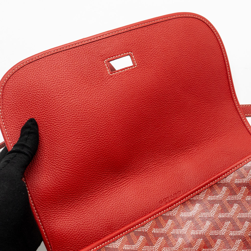 GOYARD BELVEDERE MM MESSENGER BAG GOYARDINE CANVAS/CALFSKIN RED SHW