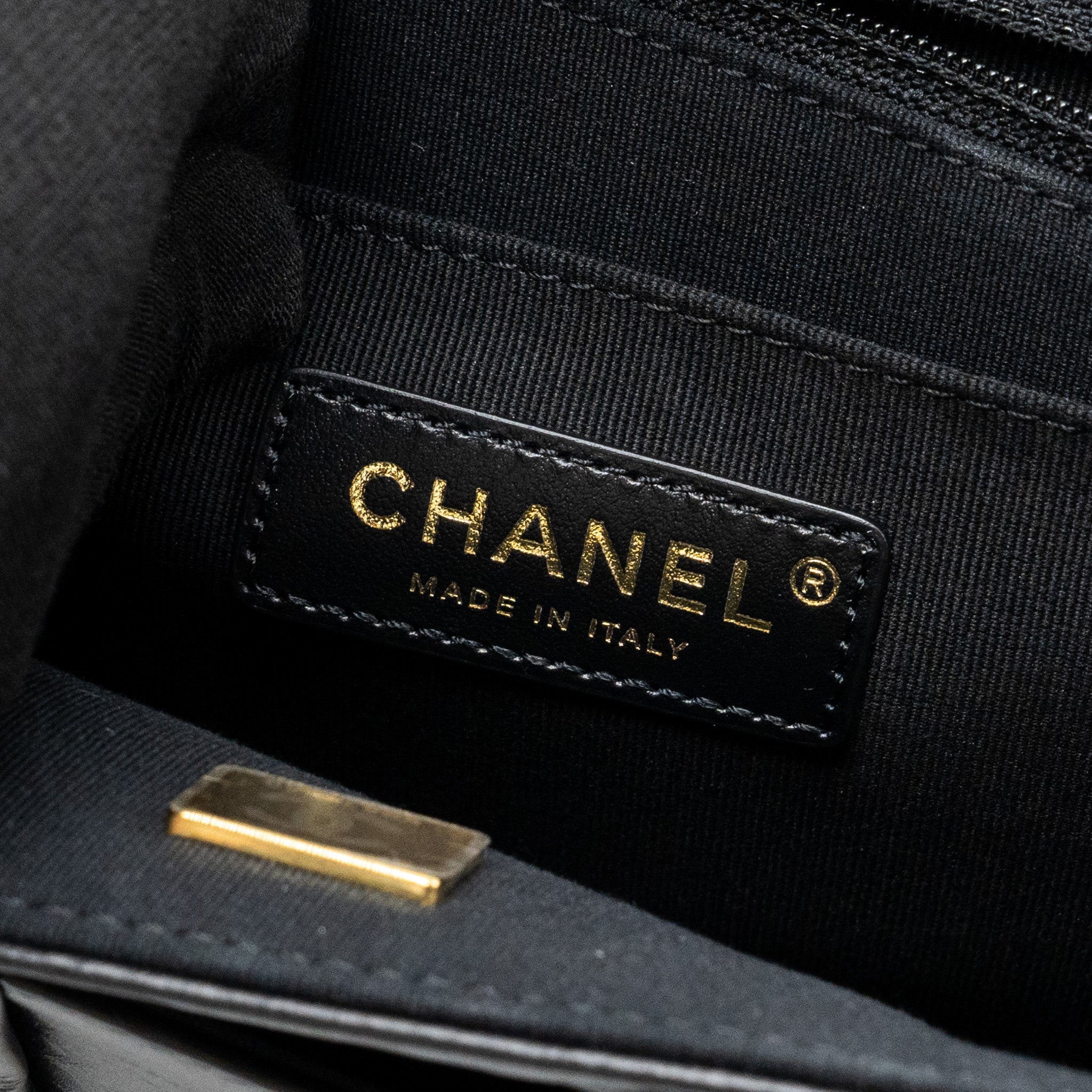 CHANEL 23S FLAP BACKPACK CALFSKIN BLACK BRUSHED GHW (MICROCHIP)