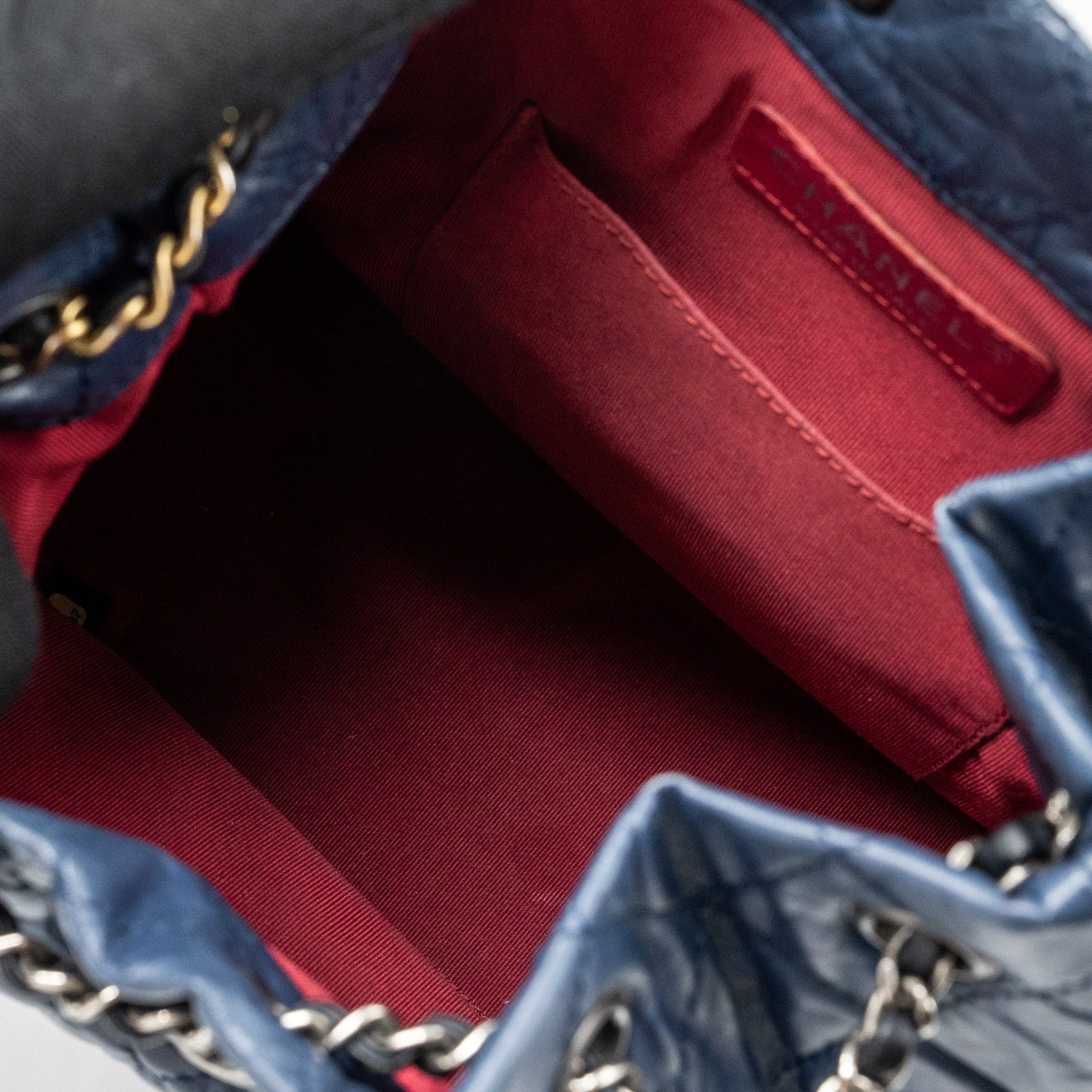 CHANEL SMALL GABRIELLE BACKPACK AGED CALFSKIN NAVY BLUE/ BLACK RUTHENIUM HARDWARE