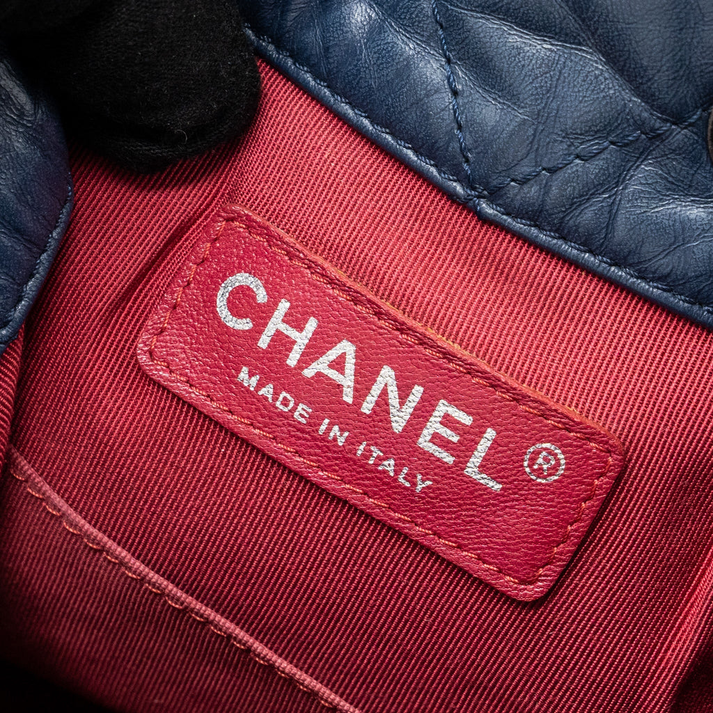 CHANEL SMALL GABRIELLE BACKPACK AGED CALFSKIN NAVY BLUE/ BLACK RUTHENIUM HARDWARE