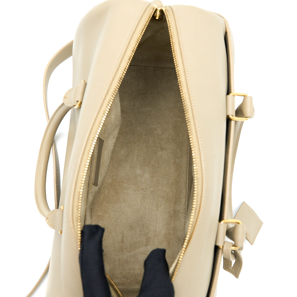 SAINT LAURENT DUFFLE BAG CALFSKIN LIGHT GREY GHW