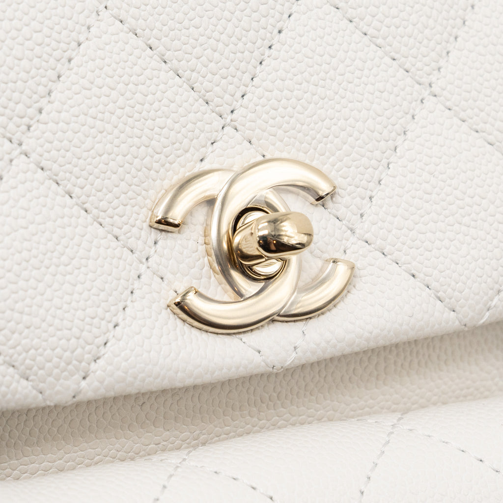 CHANEL 23K TRIPLE POCKET MINI BACKPACK CAVIAR WHITE LGHW(MICROCHIP)