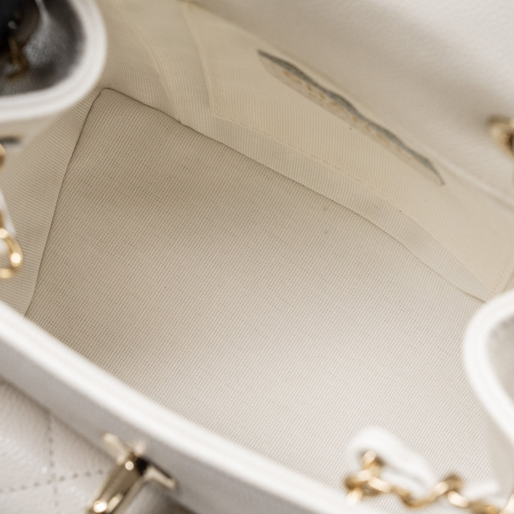 CHANEL 23K TRIPLE POCKET MINI BACKPACK CAVIAR WHITE LGHW(MICROCHIP)