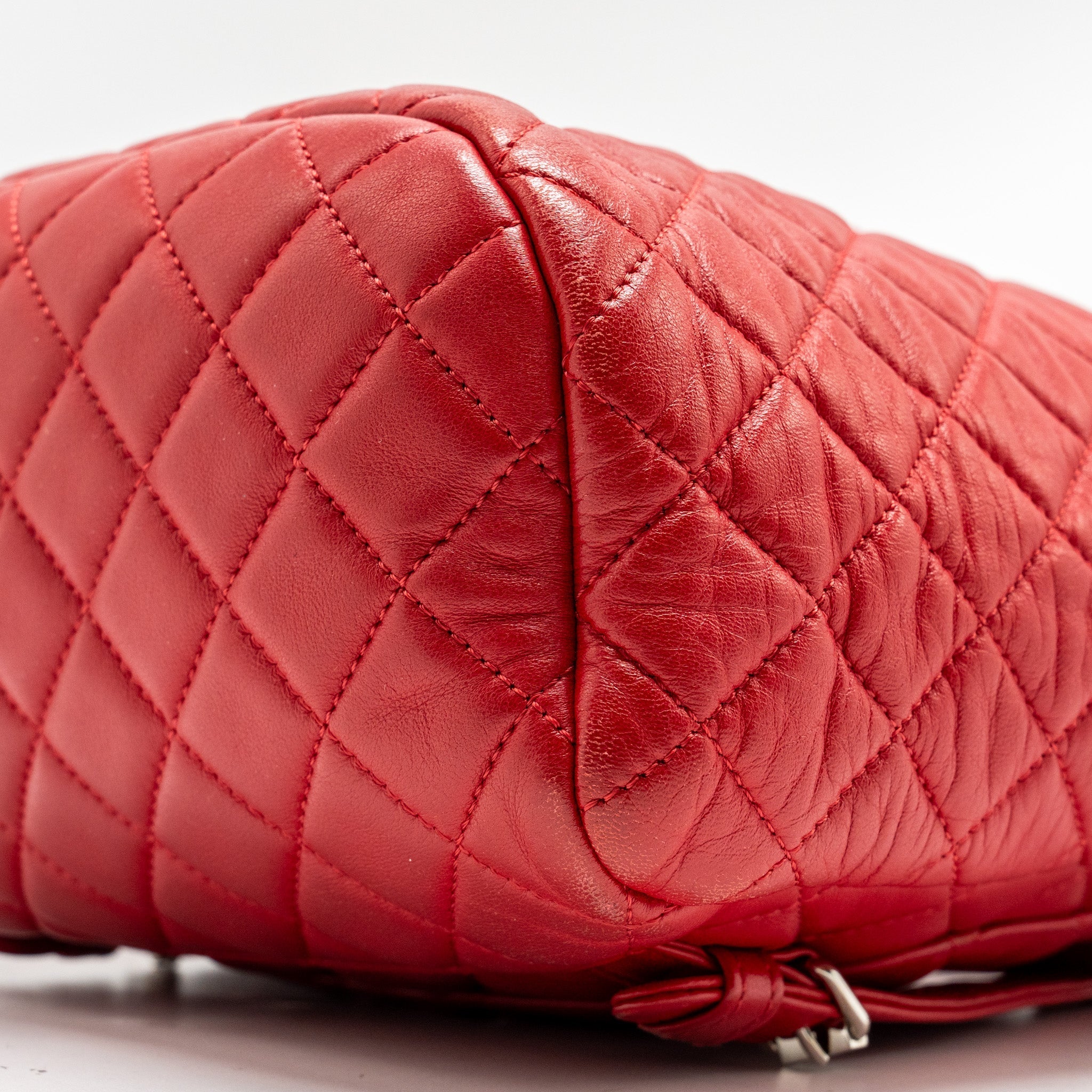 CHANEL SMALL URBAN SPIRIT QUILTED BACKPACK LAMBSKIN RED LGHW