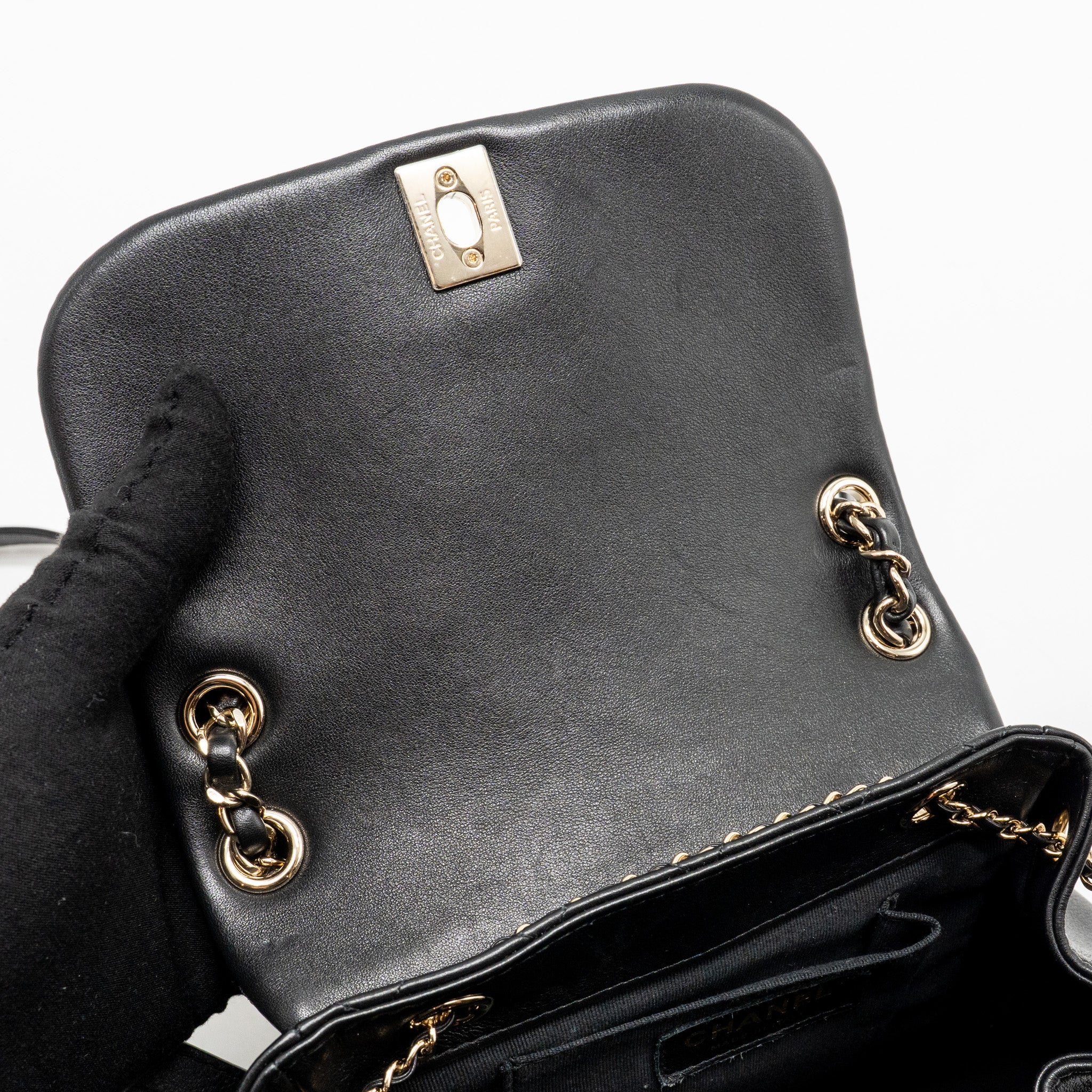 CHANEL LARGE DUMA BACKPACK CALFSKIN BLACK LGHW (MICROCHIP)