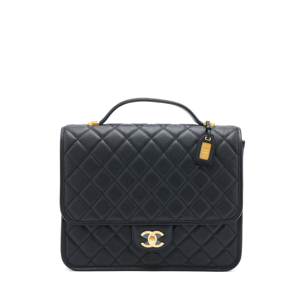 CHANEL 22K LARGE BACKPACK CAVIAR BLACK BRUSHED GHW (MICROCHIP) – Levira