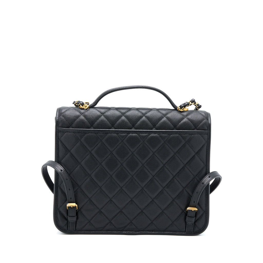 CHANEL 22K LARGE BACKPACK CAVIAR BLACK BRUSHED GHW (MICROCHIP) – Levira
