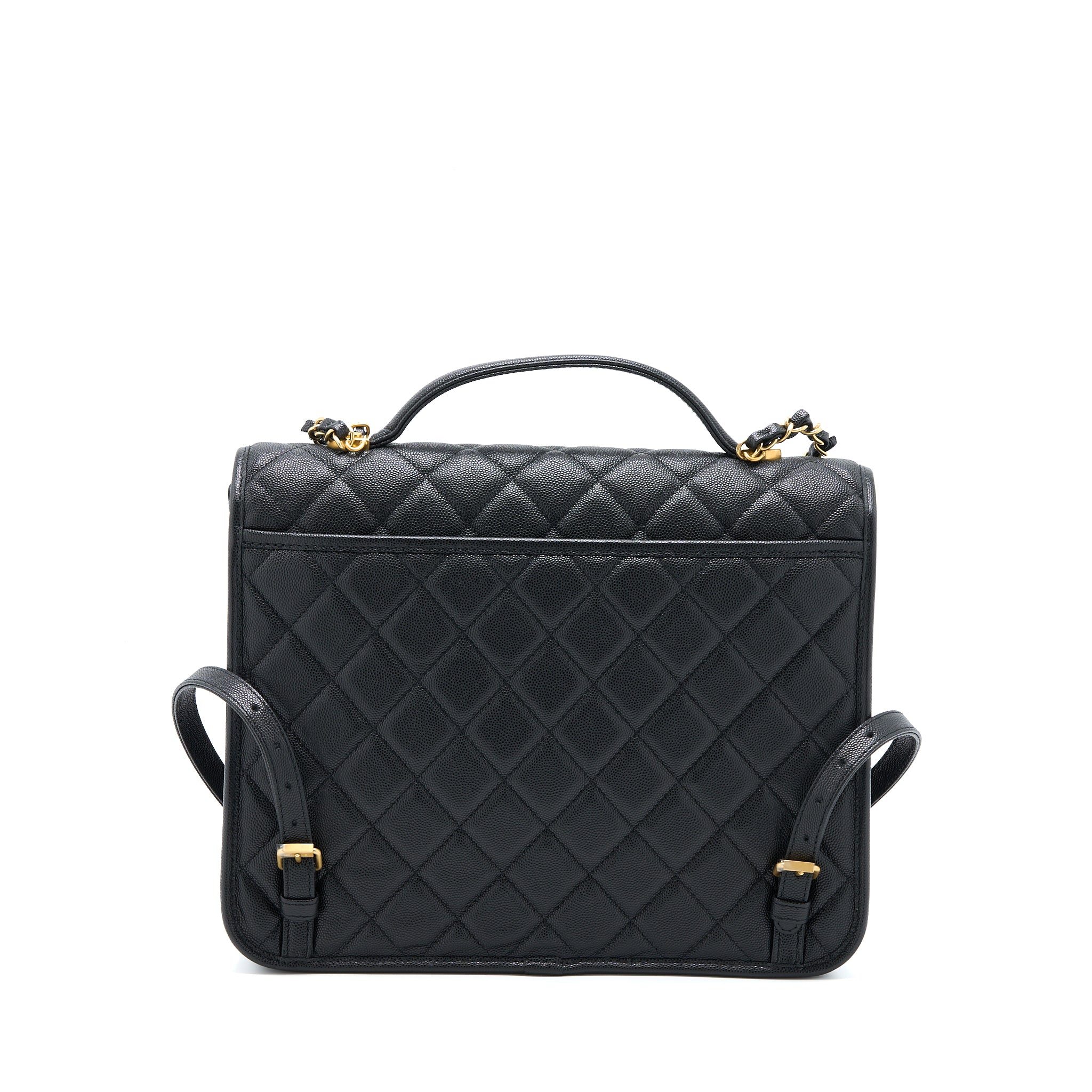 CHANEL 22K LARGE BACKPACK CAVIAR BLACK BRUSHED GHW (MICROCHIP)
