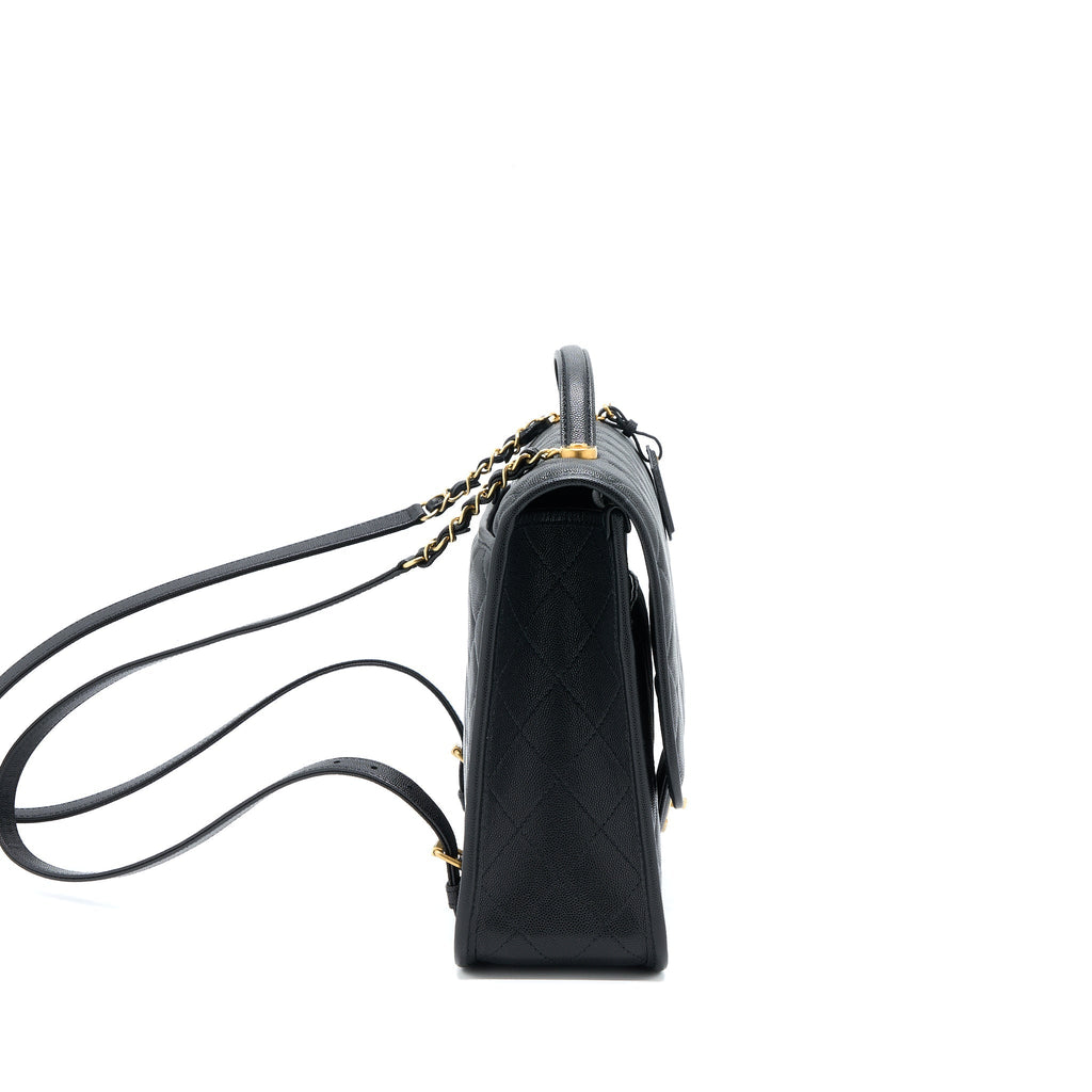 CHANEL 22K LARGE BACKPACK CAVIAR BLACK BRUSHED GHW (MICROCHIP) – Levira