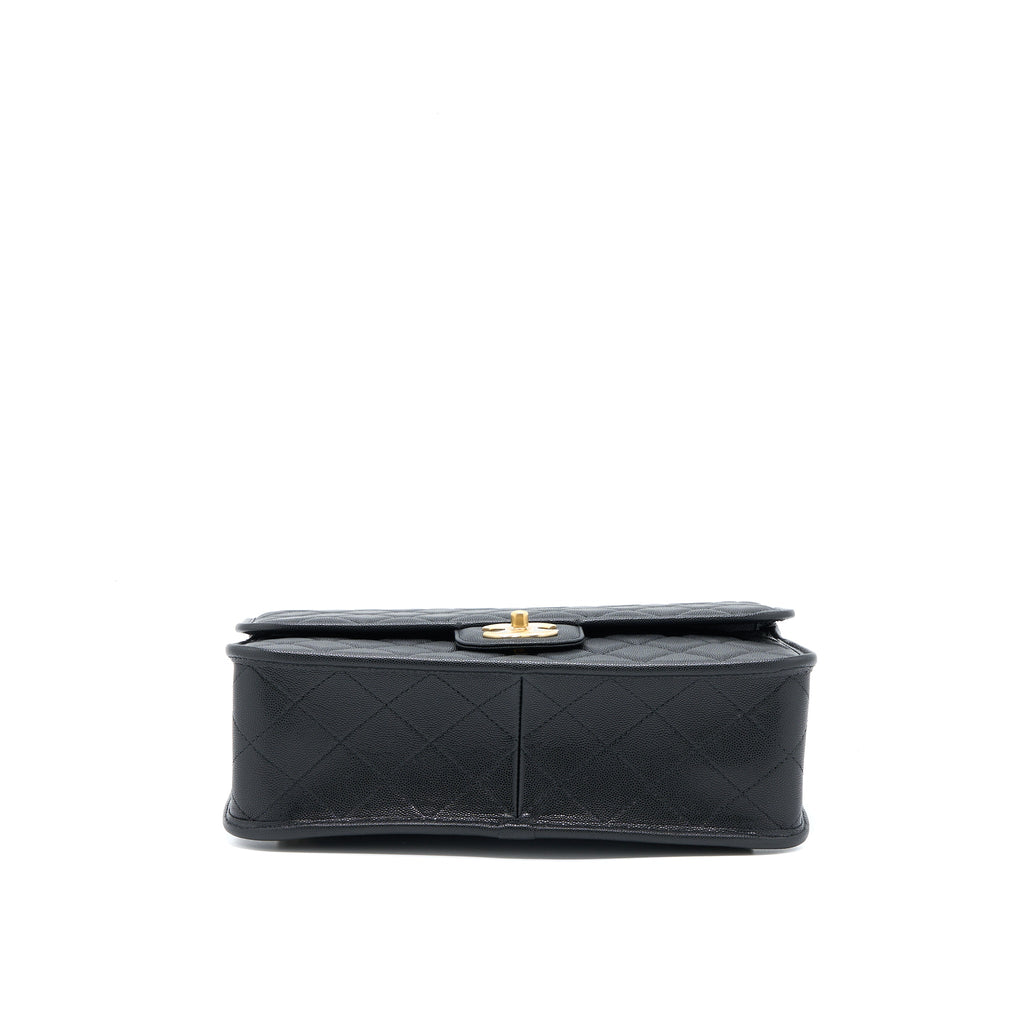 CHANEL 22K LARGE BACKPACK CAVIAR BLACK BRUSHED GHW (MICROCHIP)
